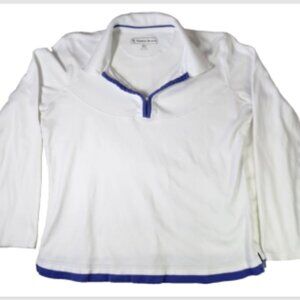 Pebble Beach Women’s XL White Henley Pullover Top Long Sleeve Cotton Golf Casual